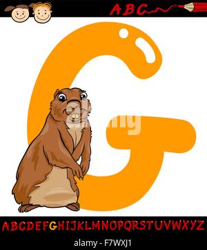 Buchstabe g für Gopher Cartoon illustration Stock Vektor