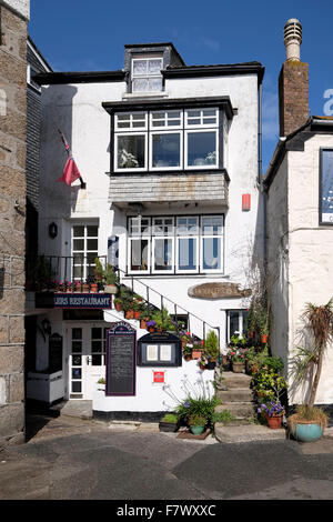 St. Ives, Cornwall, UK: Hobblers Restaurant am Hafen Stockfoto