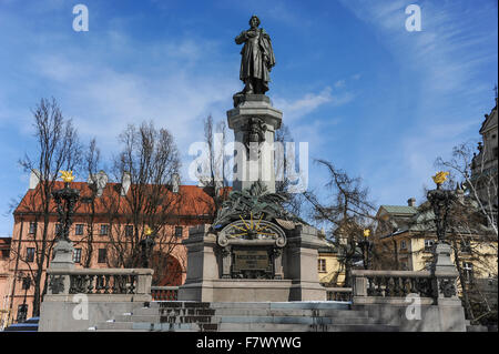 Statue von Adam Mickiewicz, Warschau, Polen Stockfoto