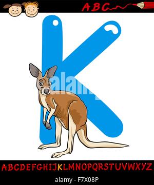 Buchstabe k für Känguru Cartoon illustration Stock Vektor