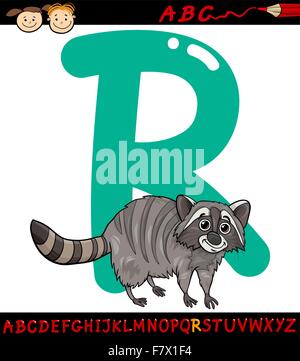 Buchstabe r für Waschbär Cartoon illustration Stock Vektor