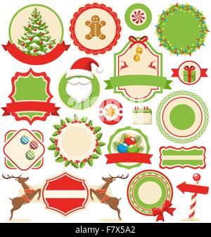 Satz von Weihnachten Winter Etiketten Symbole flache Sammlung isoliert Stock Vektor