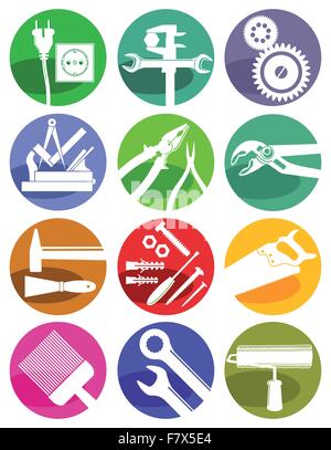 handwerker-piktogramm-mit-hammer-stock-vektorgrafik-alamy