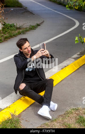 Jonas Cumrik alias Johny Machette ist tschechische Sänger, Vergewaltiger Stockfoto