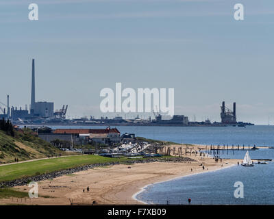 Offshore-Hafen von Esbjerg gesehen aus Hjerting, Dänemark Stockfoto