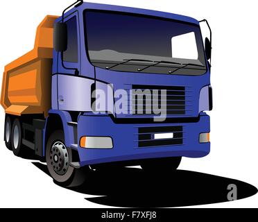 Blau gelb LKW. LKW. Anhänger. Vektor-illustration Stock Vektor