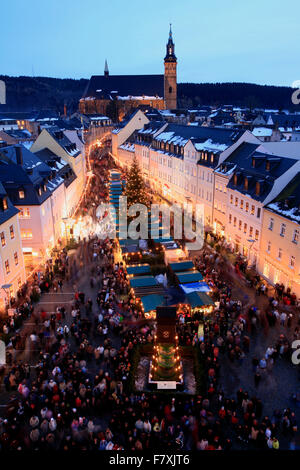 Europa, Deutschland, Sachsen, Erzgebirge, Schneeberg, Lichtelfest, Weihnachtsmarkt Stockfoto