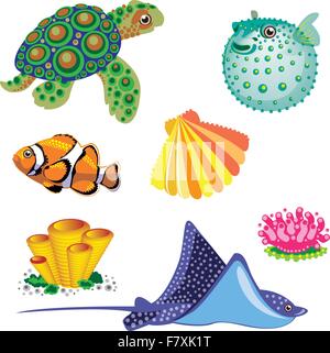 Satz von Meerestieren. Vektor-illustration Stock Vektor