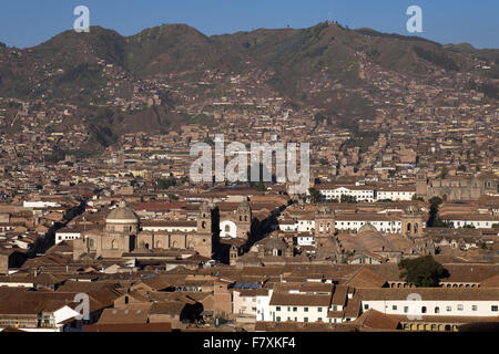 Blick auf die Stadt Cuzco aus dem Bezirk von San Blas Stockfoto