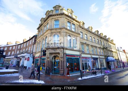 Ecke des Halbmonds und Stümper Tor. Carlisle, Cumbria, England, Vereinigtes Königreich. Winter Stockfoto