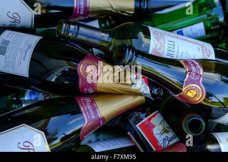 nach einer Party benötigen recycling Flaschen Stockfoto