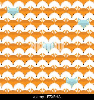 Animal-print. Nahtlose Muster mit niedlichen Fuchs Gesichtern. Stock Vektor