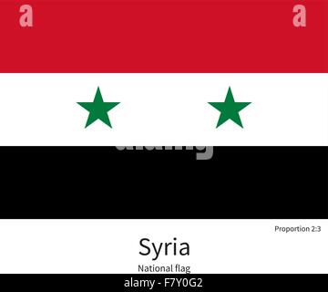 Nationalflagge von Syrien mit korrekten Proportionen, Element, Farben Stock Vektor