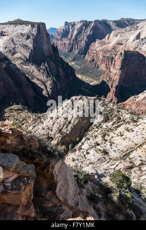 Zion Canyon von Aussichtspunkt im südlichen Utah angesehen. Stockfoto