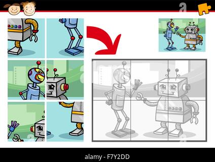 Cartoon Roboter Puzzle-Spiel Stock Vektor