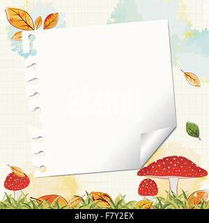 Bunte Herbst-Hintergrund mit Briefpapier Stock Vektor