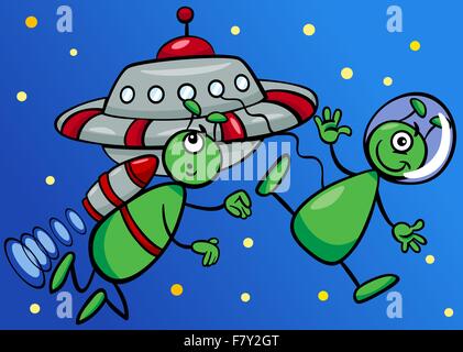 Ausländer, die im Raum Cartoon illustration Stock Vektor