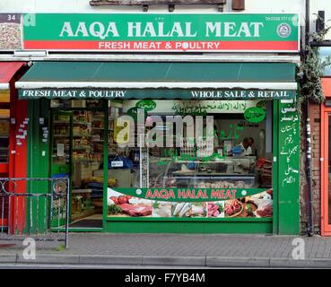 Halal-Metzgereien-Shop in Hounslow West London UK Stockfoto