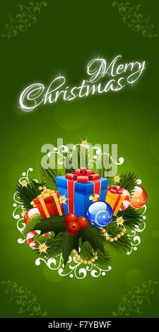 Weihnachten Grußkarte. Frohe Weihnachten Schriftzug Stock Vektor
