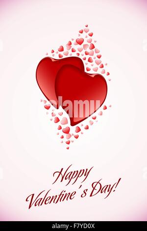 Rote Valentine Hearts auf rosa Hintergrund Stock Vektor