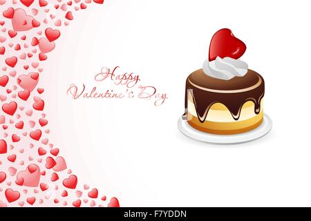 Karte zum Valentinstag mit Kuchen Stock Vektor