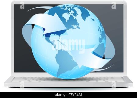 Notebook-Computer mit Planetenerde Stock Vektor