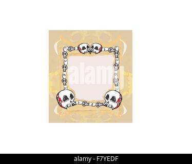 Grunge Frame mit Totenkopf im Vintage-Stil Stock Vektor