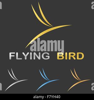 Metallische stilisierten fliegenden Vogel-Logo-design Stock Vektor