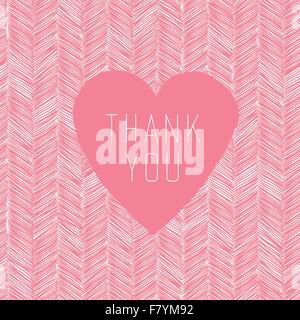 Danke handgezeichnete Karte mit Herz-Label Stock Vektor