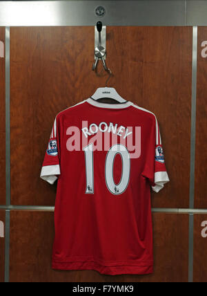 Wayne Rooney-Shirt in der Umkleidekabine von MUFC, im offiziellen Manchester United Hook, Old Trafford, England, M16 0RA Stockfoto