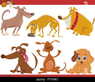 glückliche Hunde cartoon Illustration Satz Stock Vektor