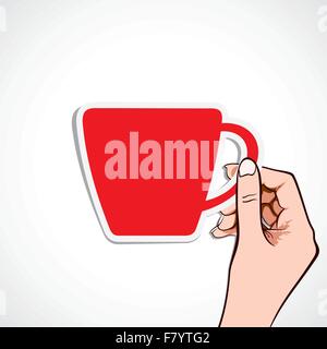 rote Kaffeetasse in der hand Stock Vektor