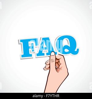 FAQ Wort in der hand Stock Vektor