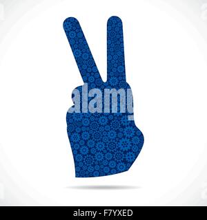 Victory-Zeichen mit Getriebe Lager Vector design Stock Vektor