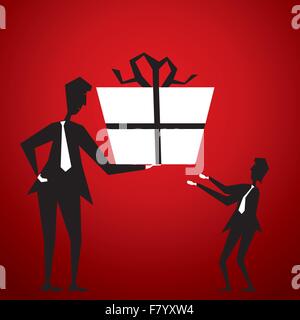 Männer, die große Geschenk zu kleinen Freund Lager Vektor Stock Vektor