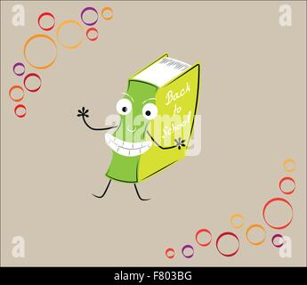 zurück zur Schule mit grünen Buch Stock Vektor