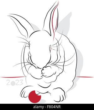 Chinesisches neues Jahr 2023 des Kaninchens. Gruß oder Einladung Karte für den Urlaub. Vektor-illustration Stock Vektor