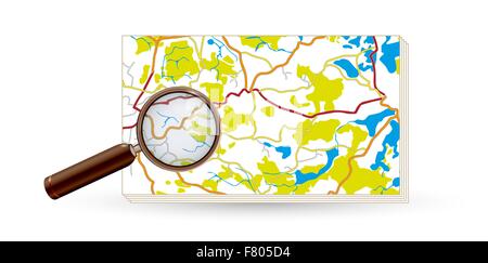 Karte und Lupe Stock Vektor