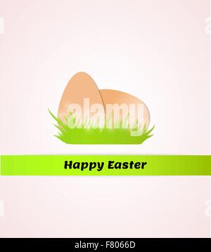 Frohe Ostern mit Eiern in Rasen Stock Vektor