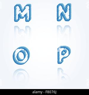 Skizze, die gezackte Alphabet Buchstaben, M, N, O, P Stock Vektor