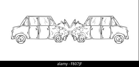 Unfall von zwei Autos Skizze Stock Vektor