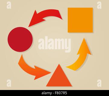 Farbverlaufskreises Pfeile und verschiedene Objekte Stock Vektor