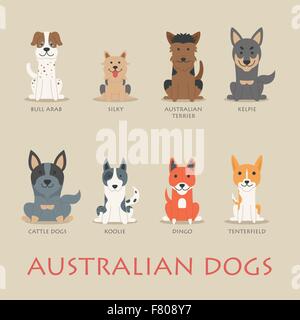 Reihe von australischen Hunde Stock Vektor