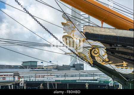 Galionsfigur von HMS Warrior im Dockyard Museum Portmouth, England, Großbritannien Stockfoto