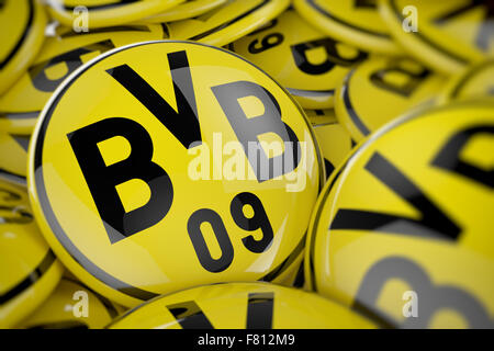 3D Darstellung der Kiste voller Borussia Dortmund Tasten Stockfoto