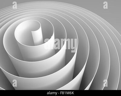 Weiße 3d Spirale Band Papier mit weichen Schatten, abstrakte digitale Illustration, Hintergrundmuster Stockfoto