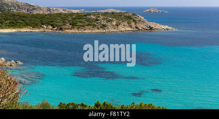 Blick von der wunderbaren Strand von Spiaggia di Tuerredda, Sardinien Stockfoto