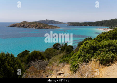 Blick von der wunderbaren Strand von Spiaggia di Tuerredda, Sardinien Stockfoto