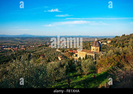 Kirche Santa Maria Delle Grazie al Calcinaio und Übersicht, Cortona, Toskana, Italien Stockfoto