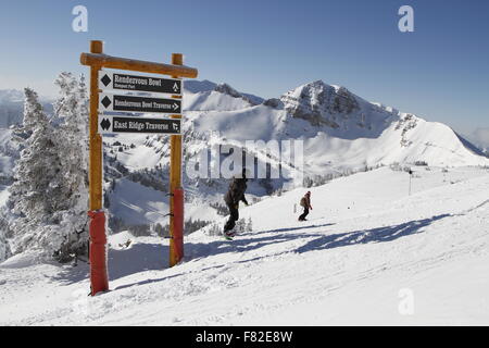 Snowboarder in Jackson Hole Mountain Resort Stockfoto